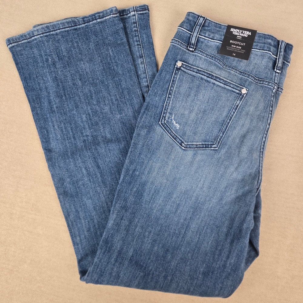 Simply Vera Vera Wang Juliette Mid Rise Bootcut Jeans Blue Size 14 NEW